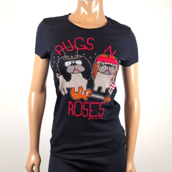 3/$20 David & Goliath Luxury Tee Pugs & Roses Alternative Rock Dog Lover Tshirt - Picture 10 of 10